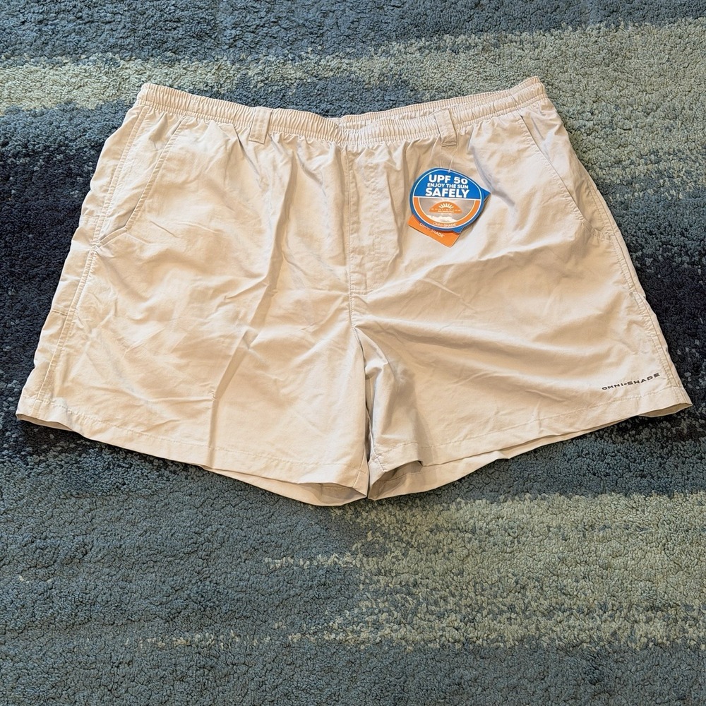 NWT Columbia PFG Swim Trunks Shorts Mens XXL Omni-Shade Fishing Pockets Gray